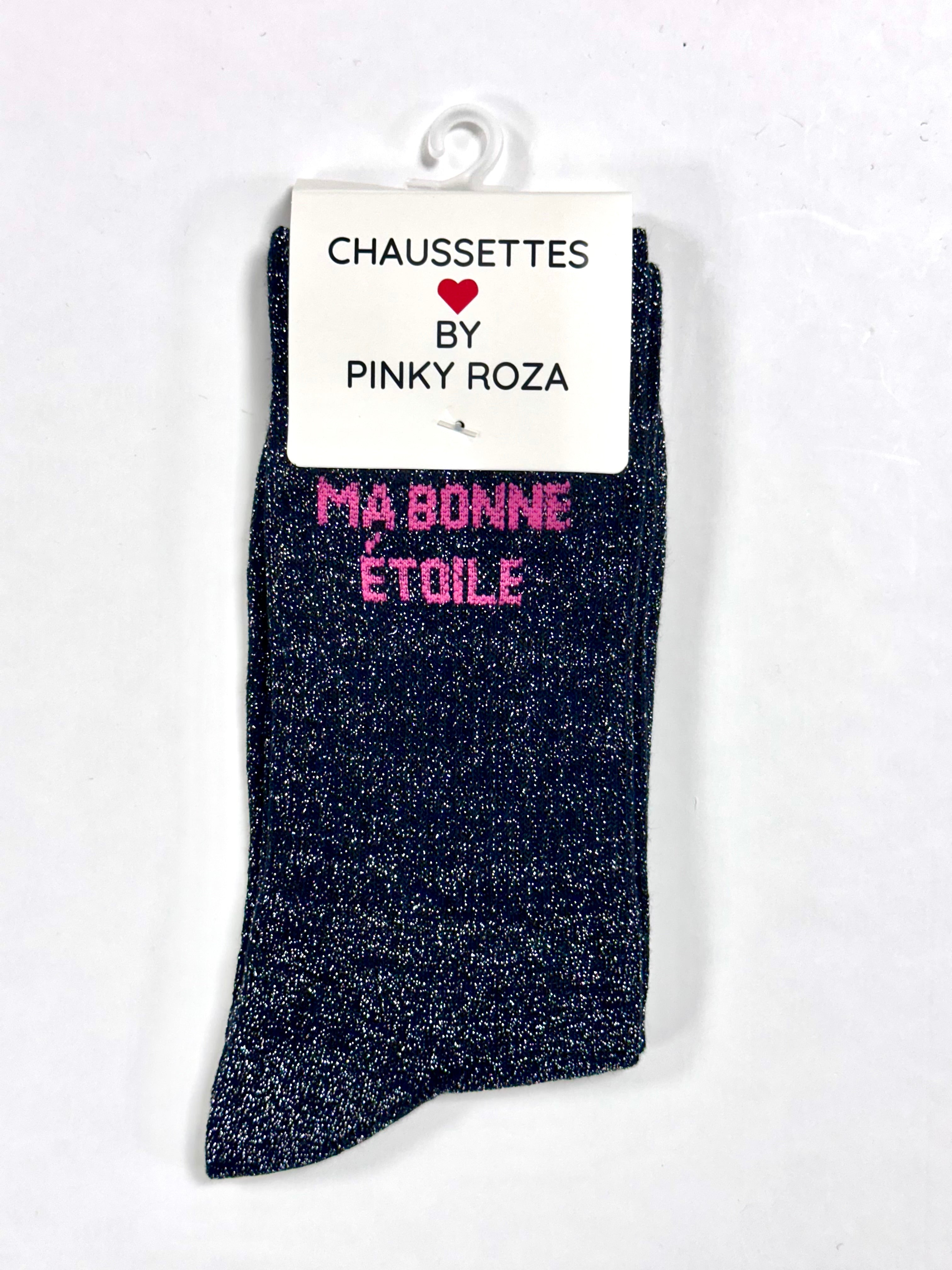Chaussettes à paillettes « Ma bonne étoile » - Noir