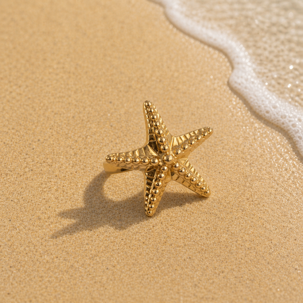 Bague Étoile de Mer Ajustable - Acier Inoxydable