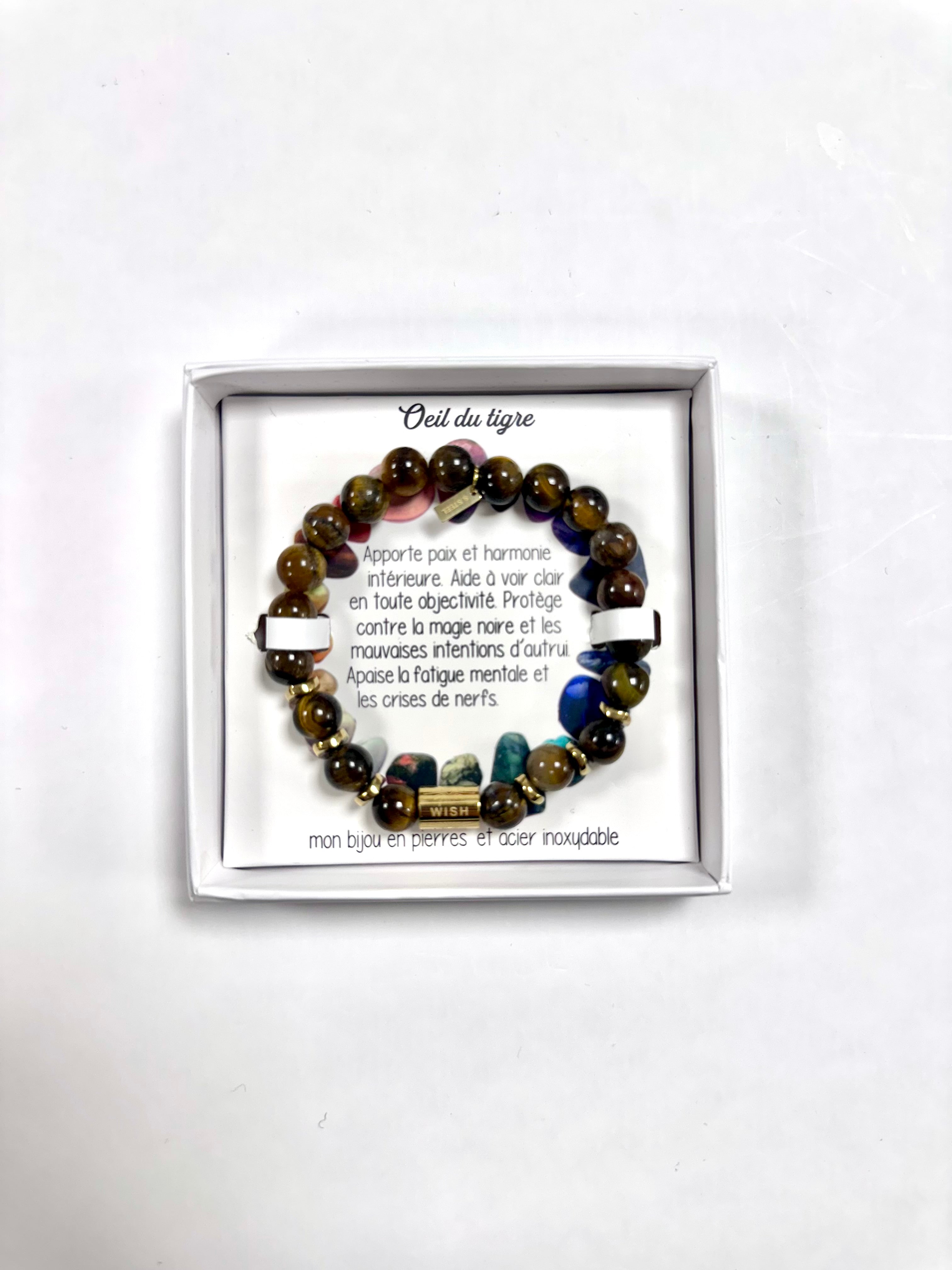 Bracelet en Pierre Naturelle - Œil du Tigre M