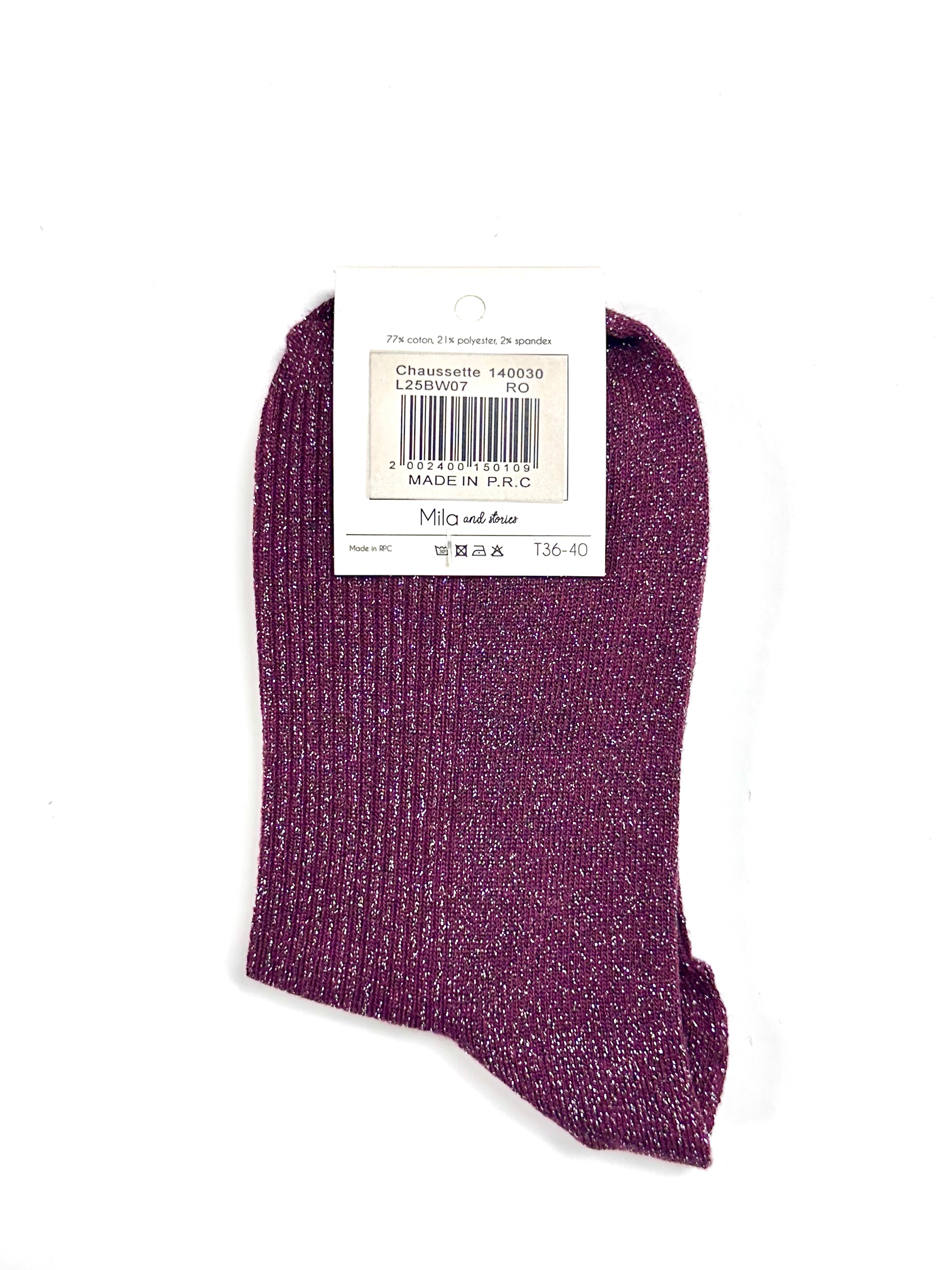 Chaussettes à paillettes « Drama queen » - Bordeaux