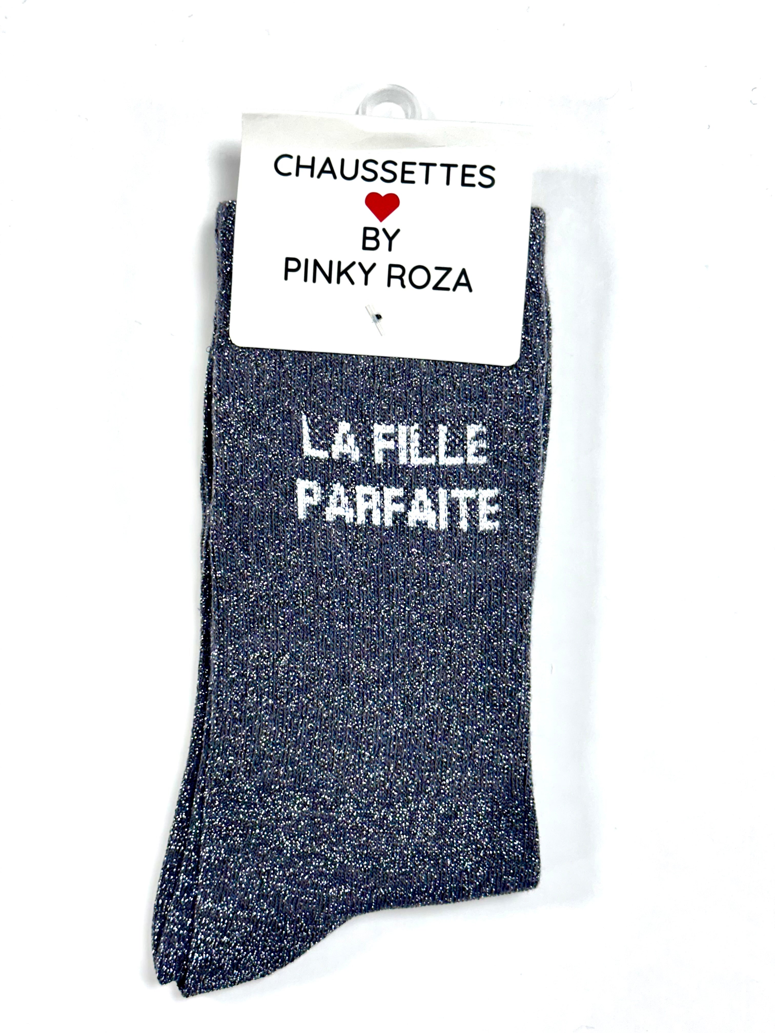 Chaussettes à paillettes « La fille Parfaite » - Gris foncé
