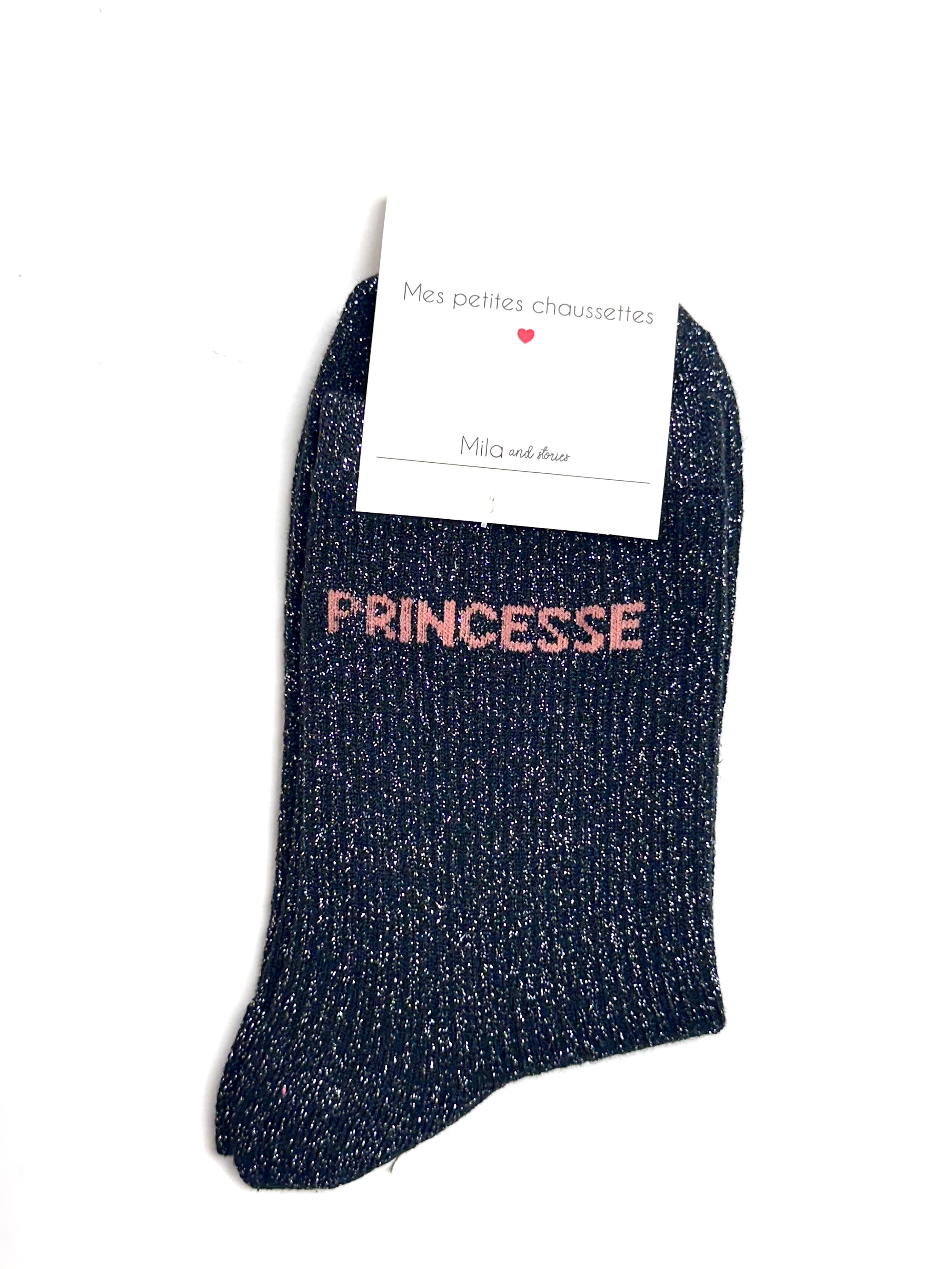 Chaussettes à paillettes « Princesse » - Noir