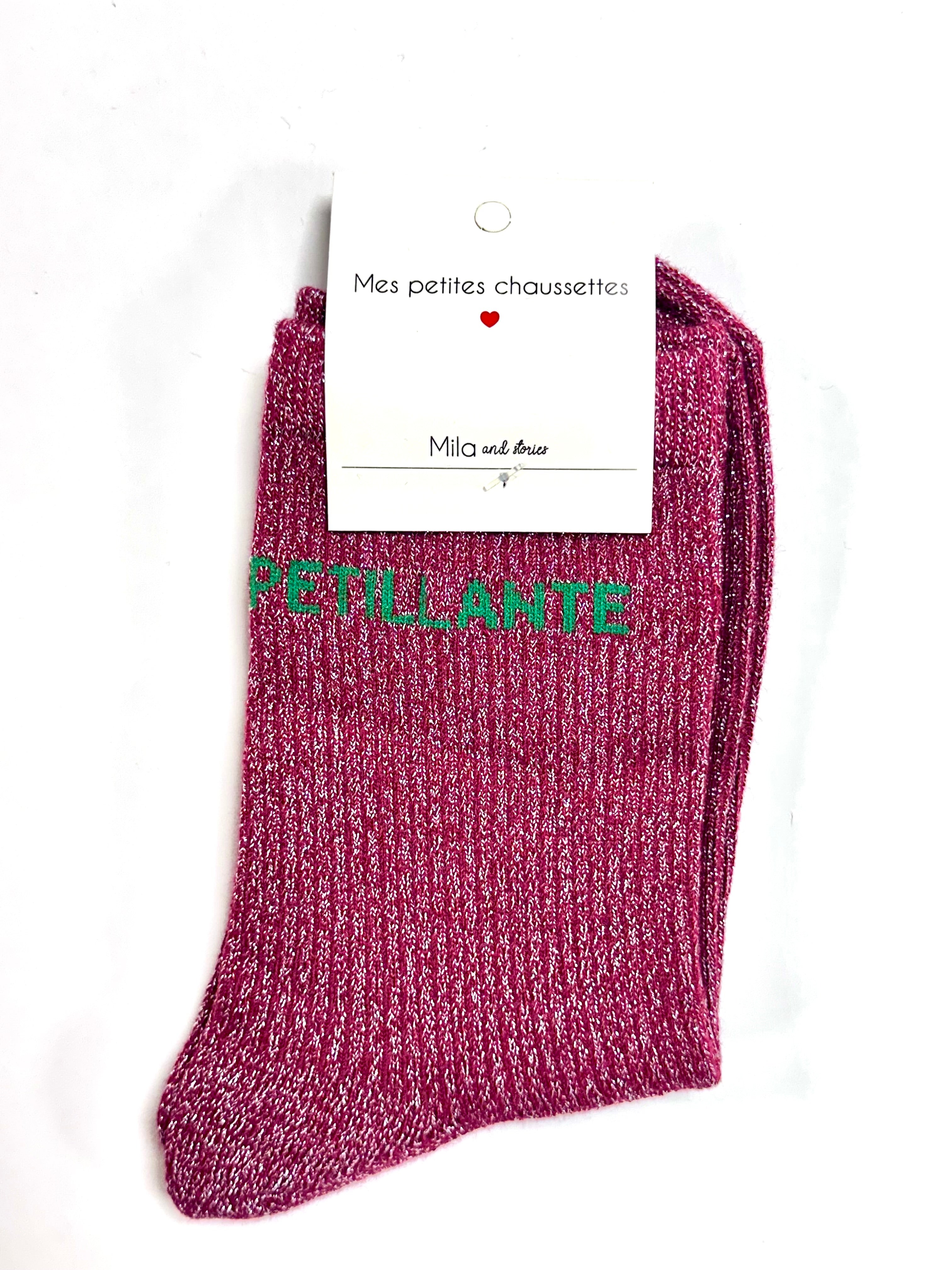 Chaussettes à paillettes « Pétillante » - Rouge