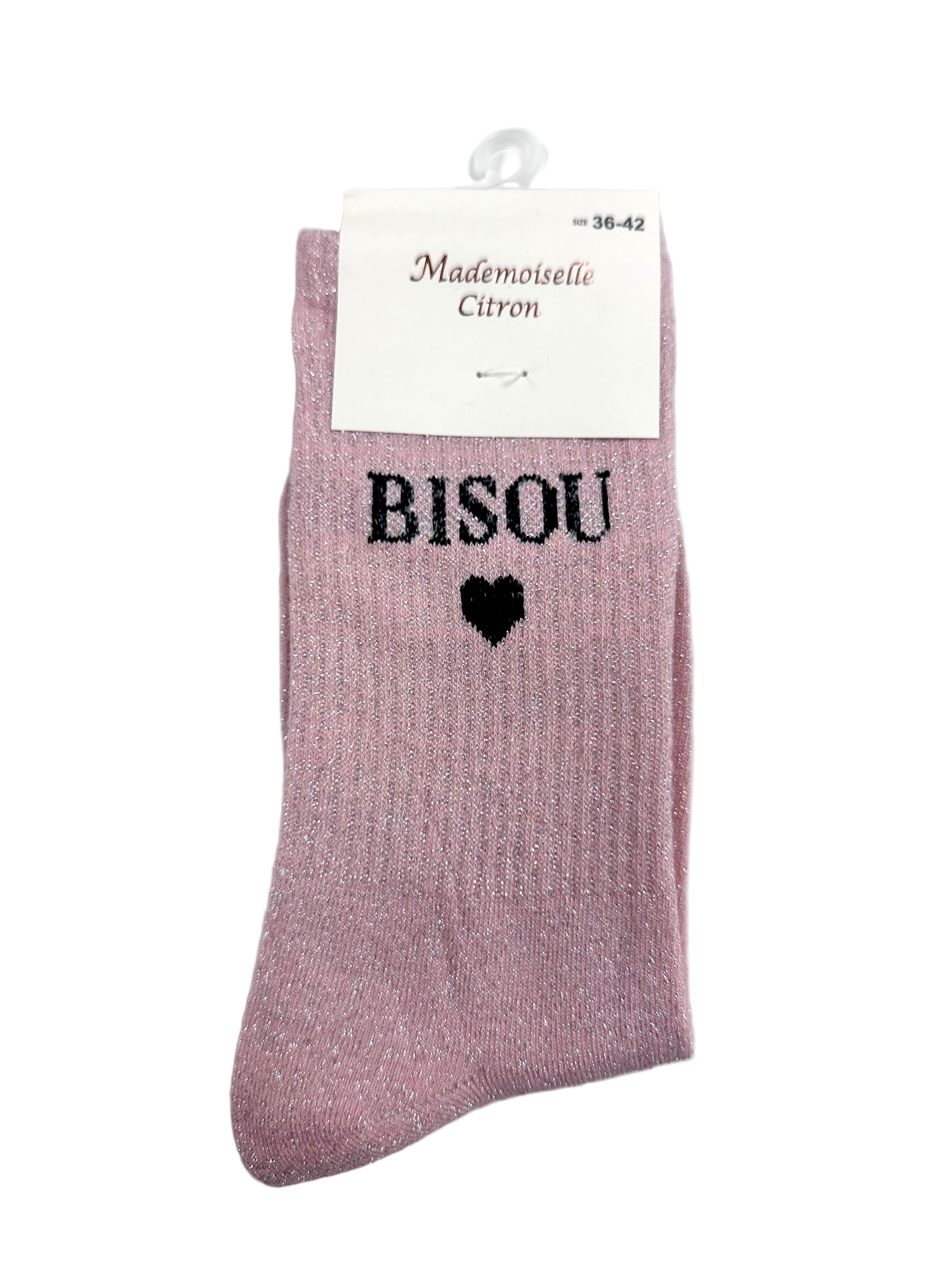 Chaussettes à Paillettes - Bisous ( Rose )