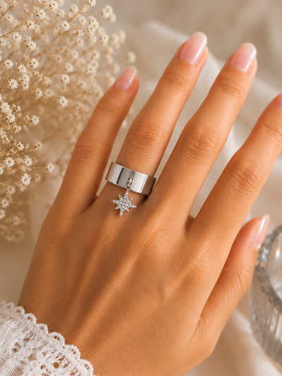 Bague pampille étoile strass