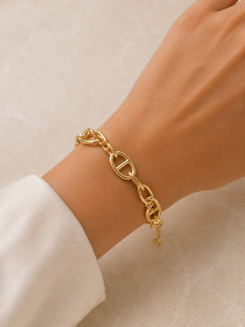 Bracelet Grosse Maille Marine en Acier Inoxydable