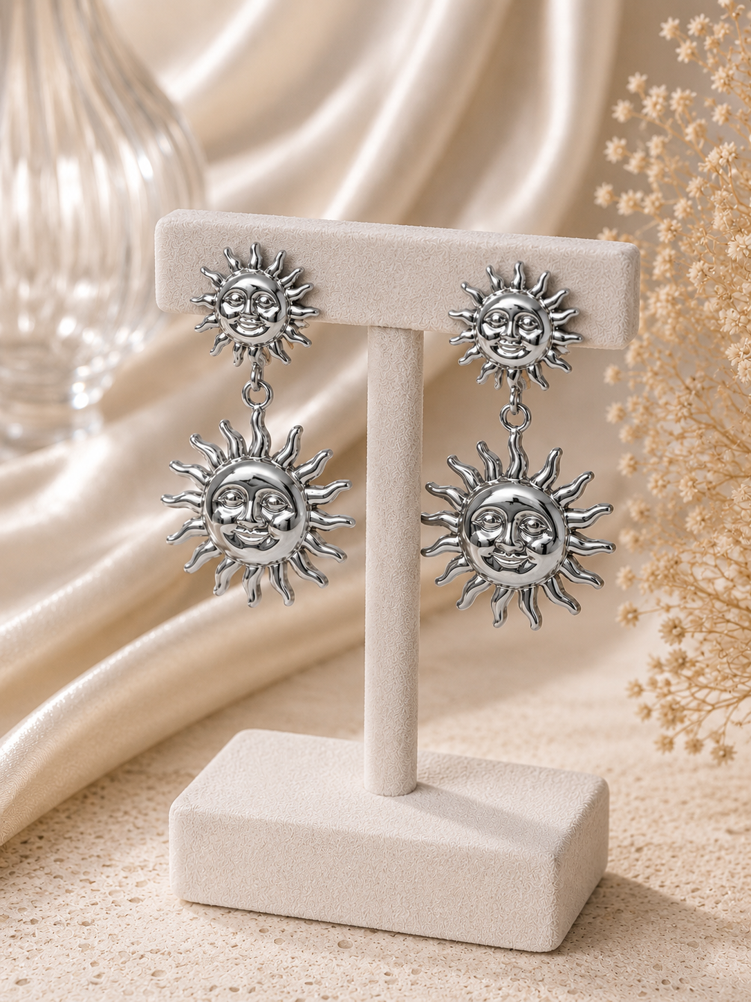 Boucles d’oreilles soleil pendantes