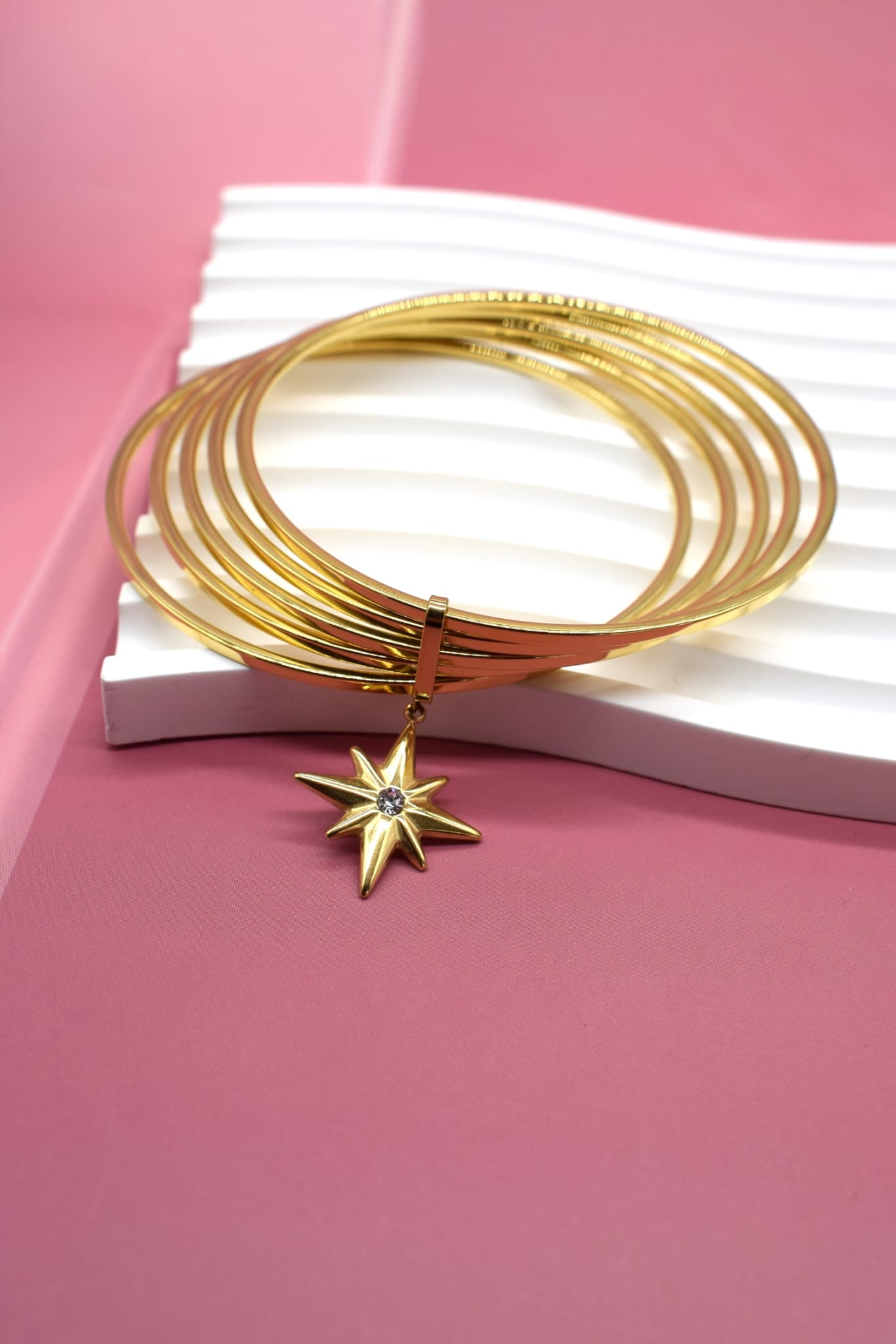 Jonc multiple pampille étoile gold