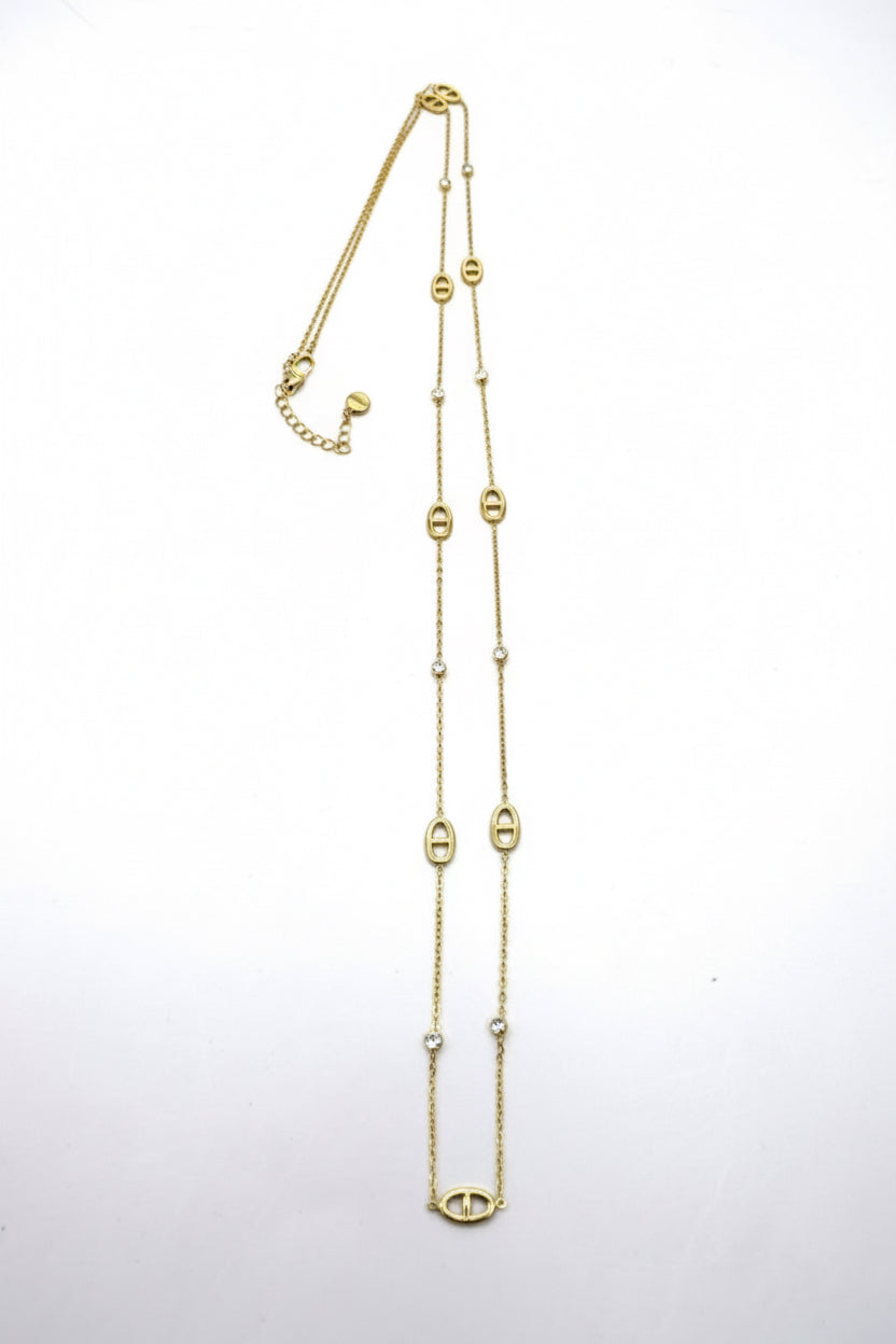 Sautoir « Maille Marine » fin et strass