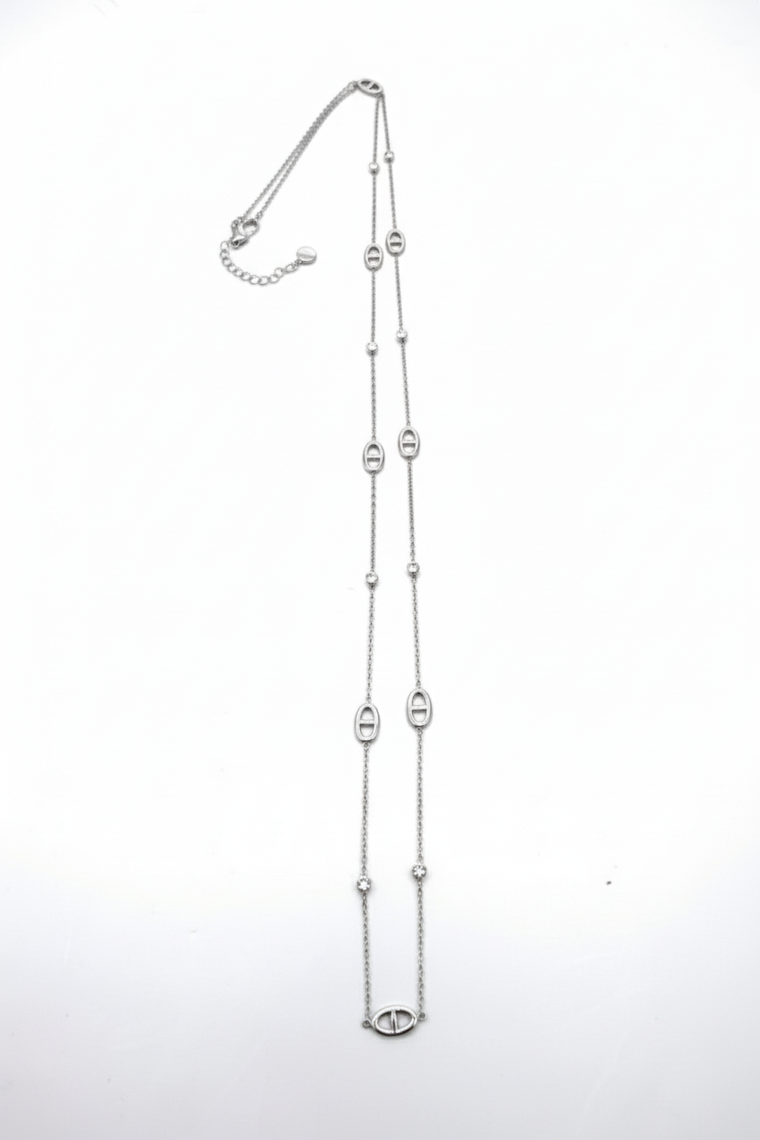 Sautoir « Maille Marine » fin et strass