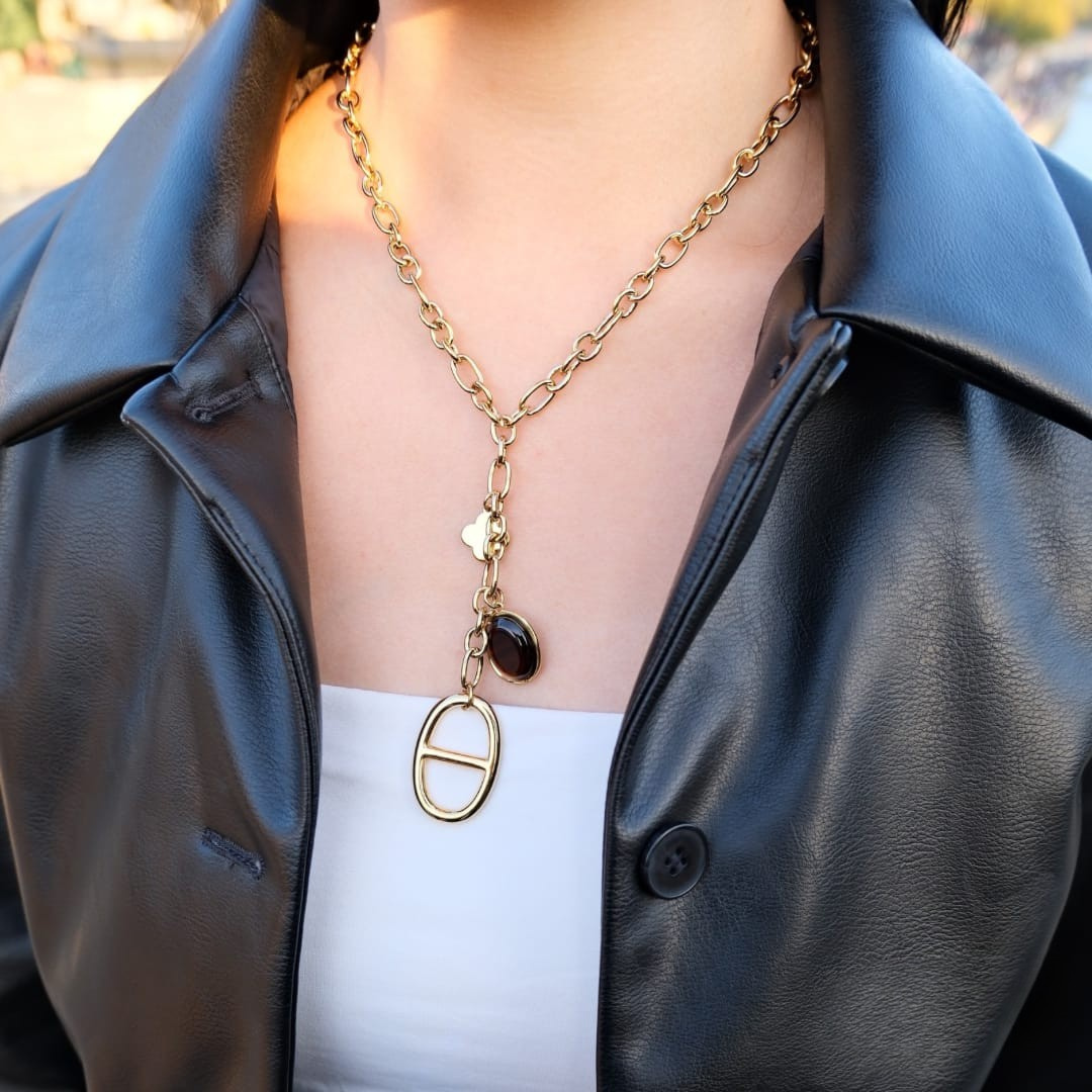 Sautoir Malya Maille Marine en Acier Inoxydable